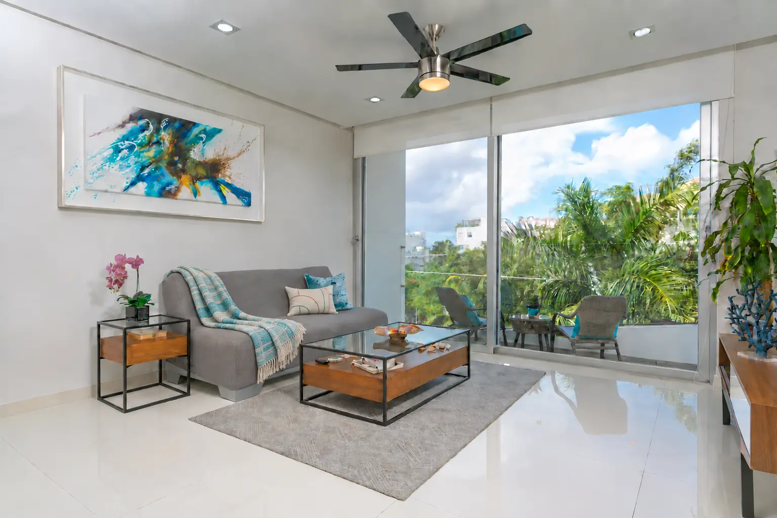 Bright living room at Aak Home Playa